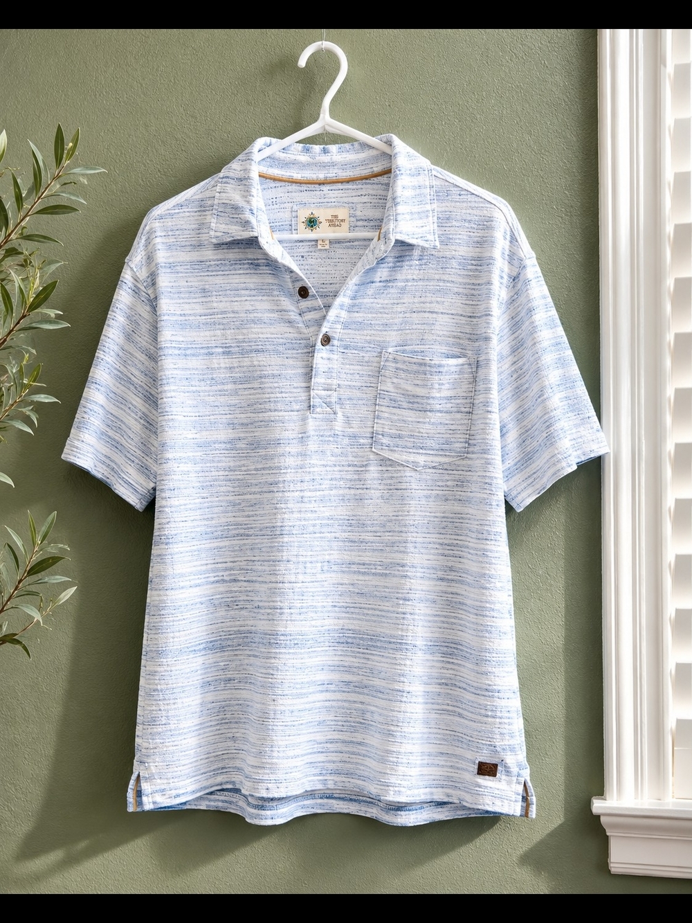 The Territory Ahead Light Blue Striped Polo Shirt